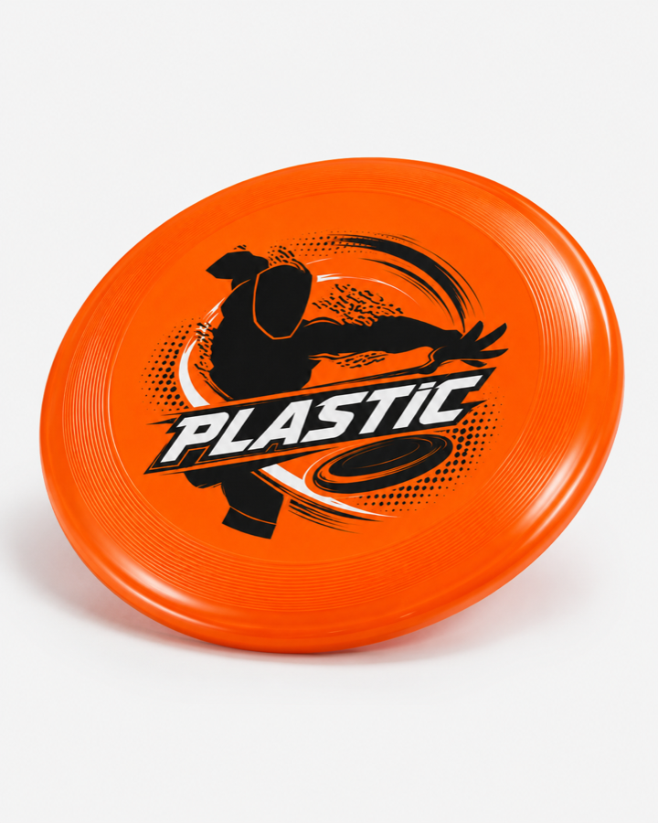 Ultimate Disc — orange Plastic Ultimate flying disc, angled view
