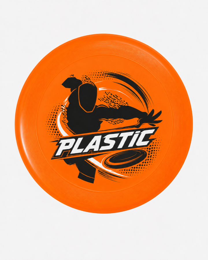 Ultimate Disc — orange Plastic Ultimate flying disc, top view