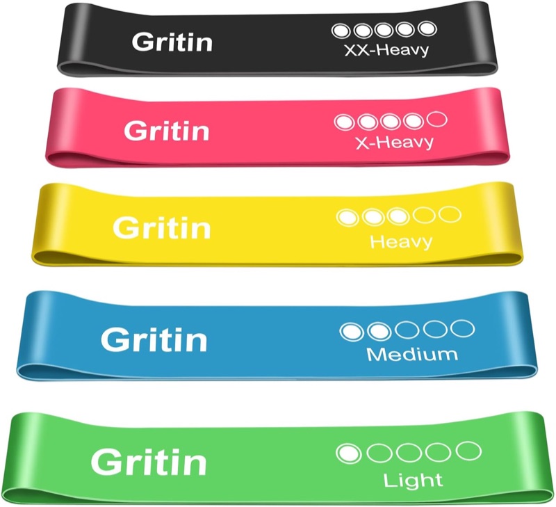 Set of five Gritin resistance loop bands from light to XX-heavy